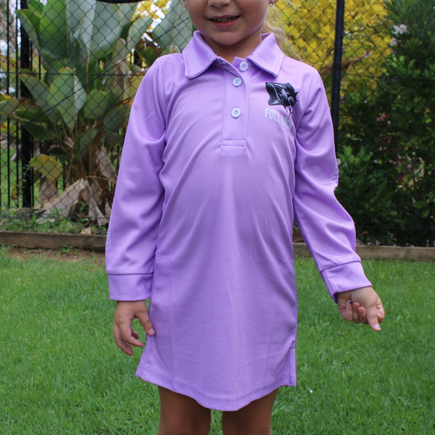 Full Lock Long Sleeve Kids Fishing Dress - Lilac