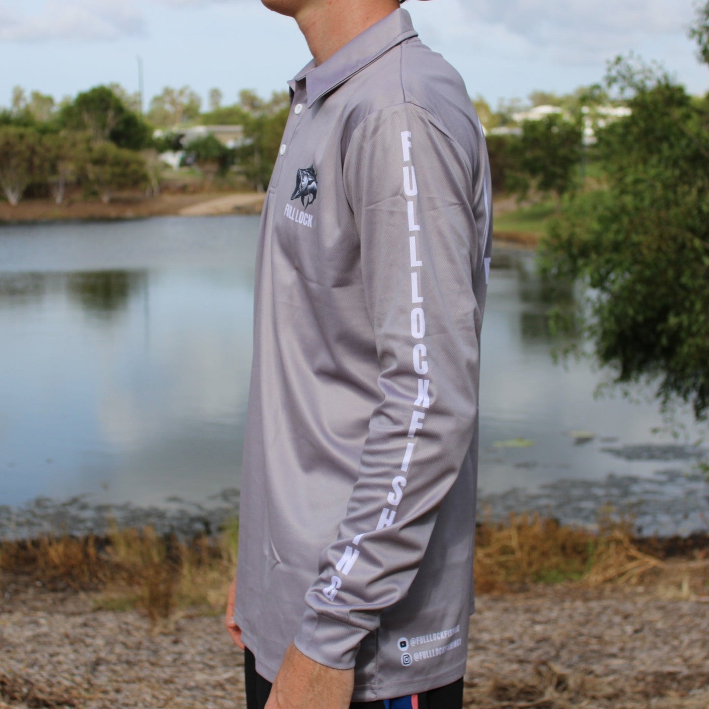 Original Full Lock Long Sleeve Fishing Shirt - Grey (with collar)