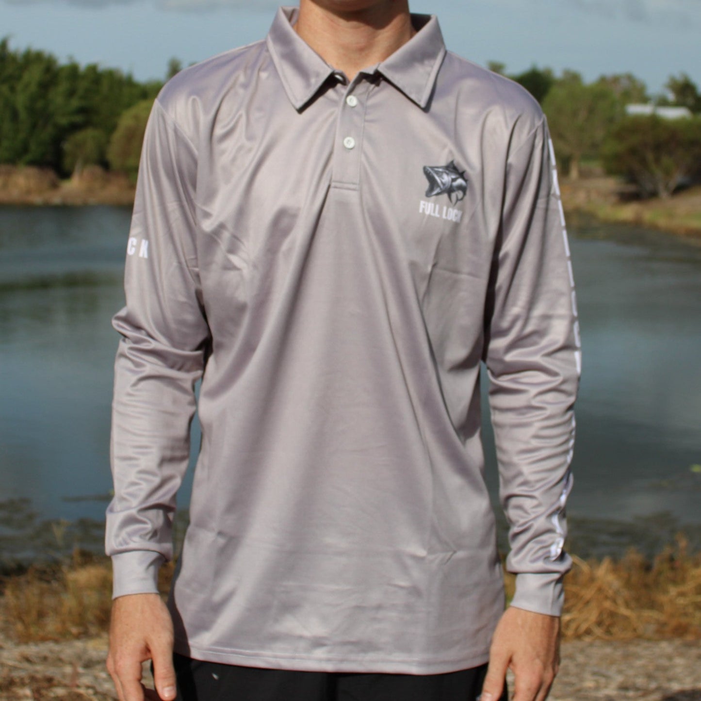 Original Full Lock Long Sleeve Fishing Shirt - Grey (with collar)