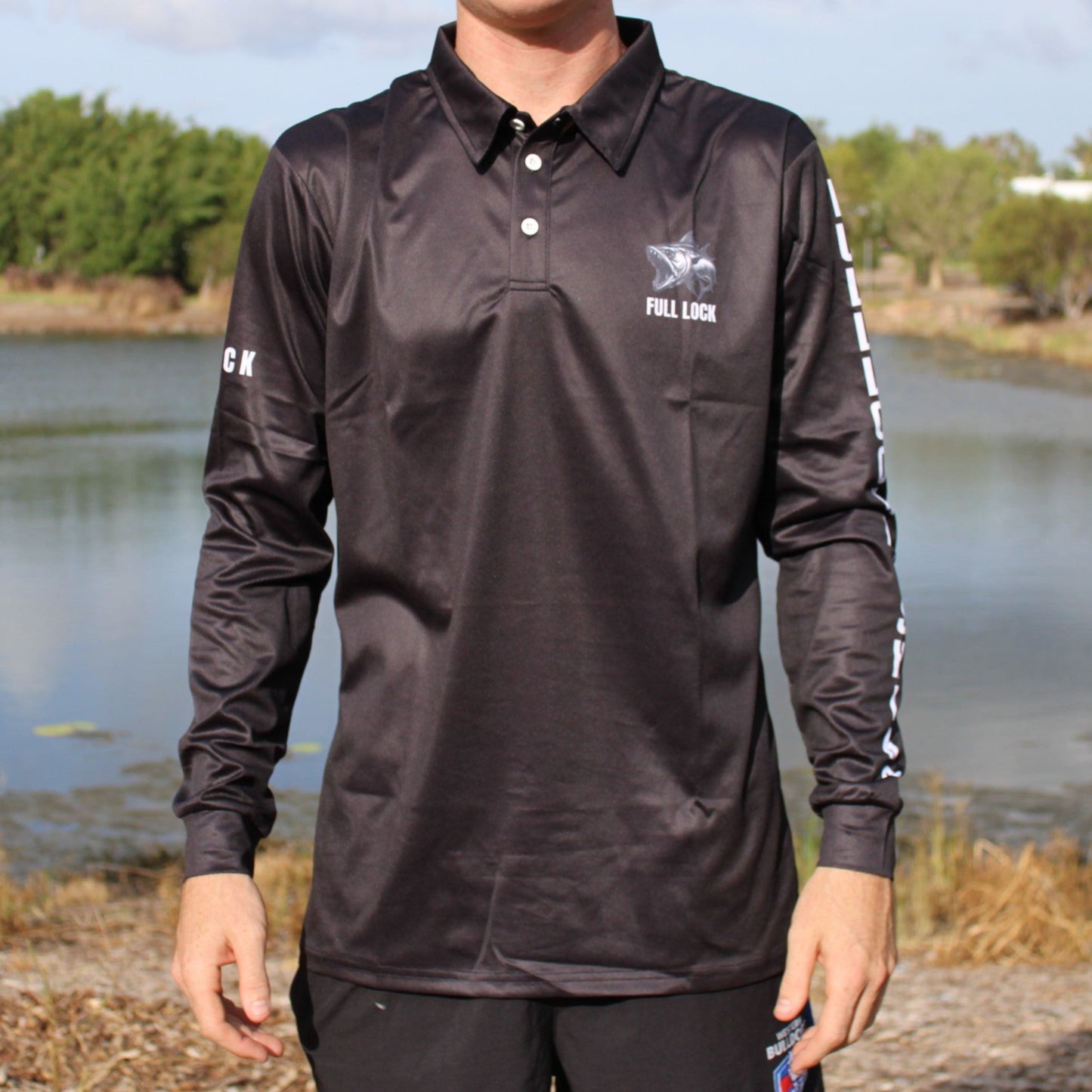 Original Full Lock Long Sleeve Fishing Shirt - Black (with collar)