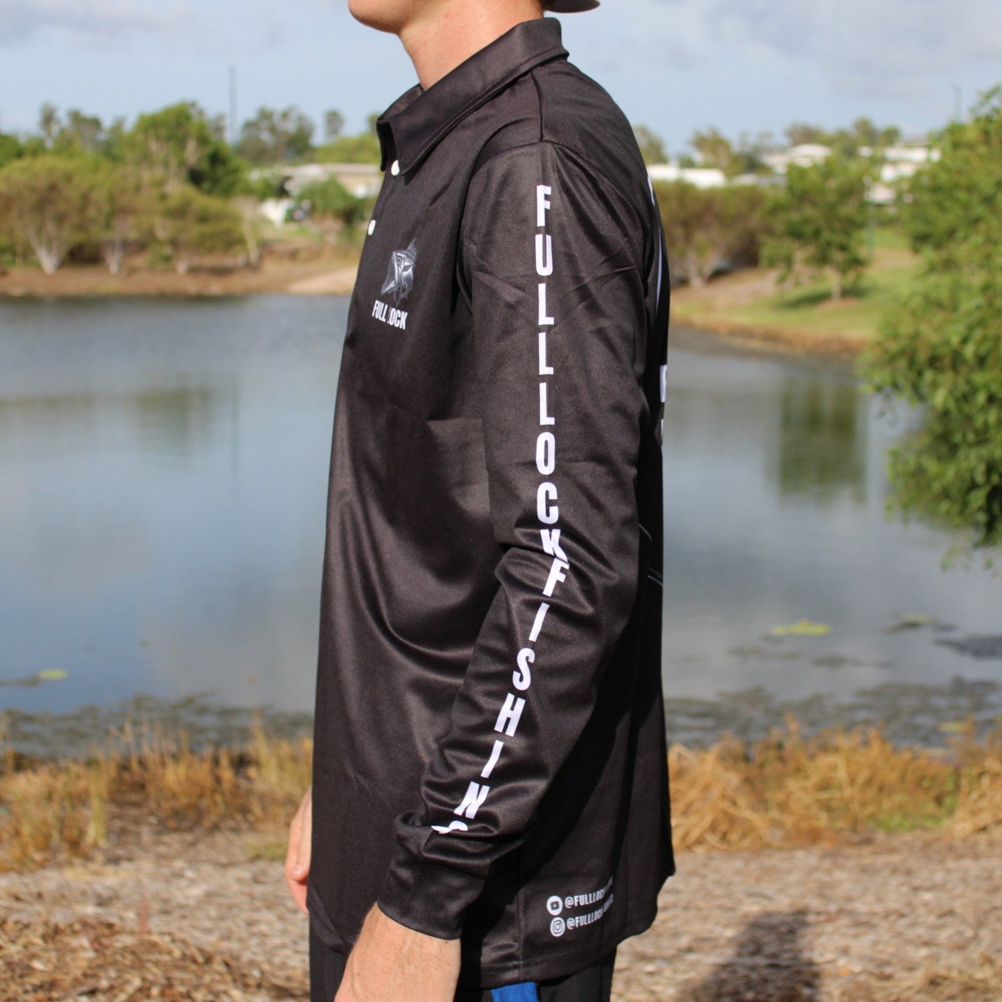 Original Full Lock Long Sleeve Fishing Shirt - Black (with collar)