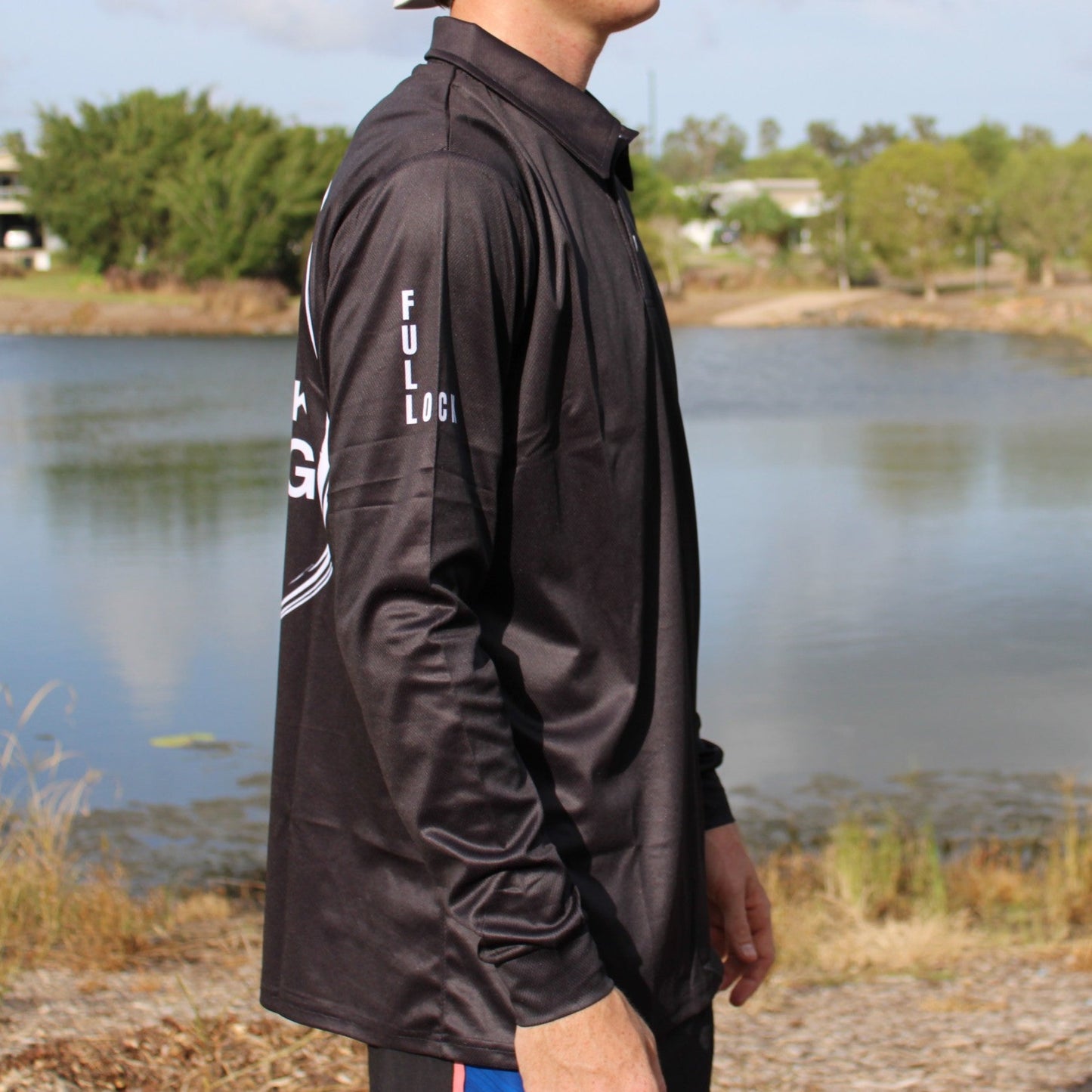 Original Full Lock Long Sleeve Fishing Shirt - Black (with collar)