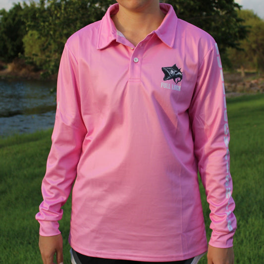 Original Full Lock Long Sleeve Fishing Shirt - Pink (with collar)