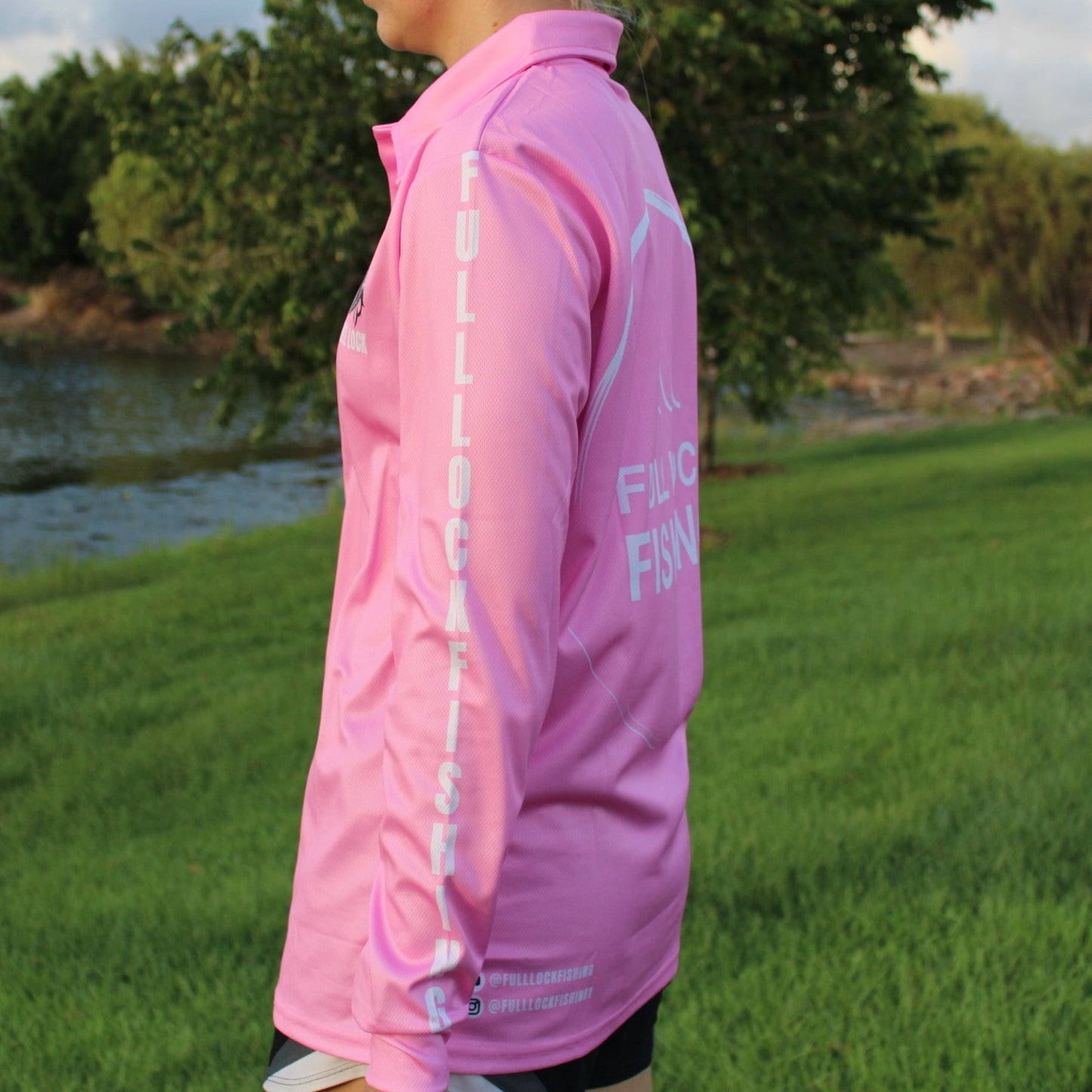 Original Full Lock Long Sleeve Fishing Shirt - Pink (with collar)