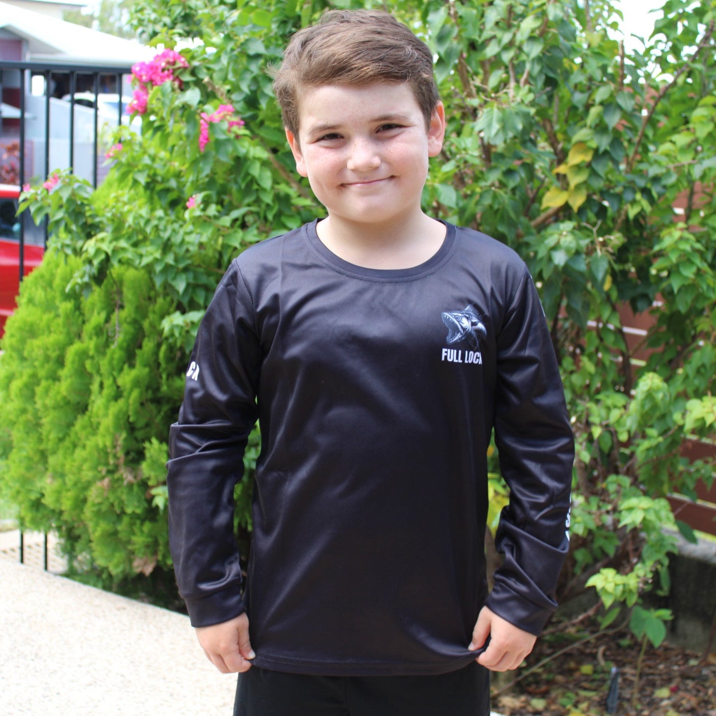 Original Full Lock Long Sleeve Kids Fishing Shirt - Black