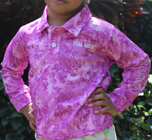 Full Lock Long Sleeve Kids Fishing Shirt - Violet Vibe