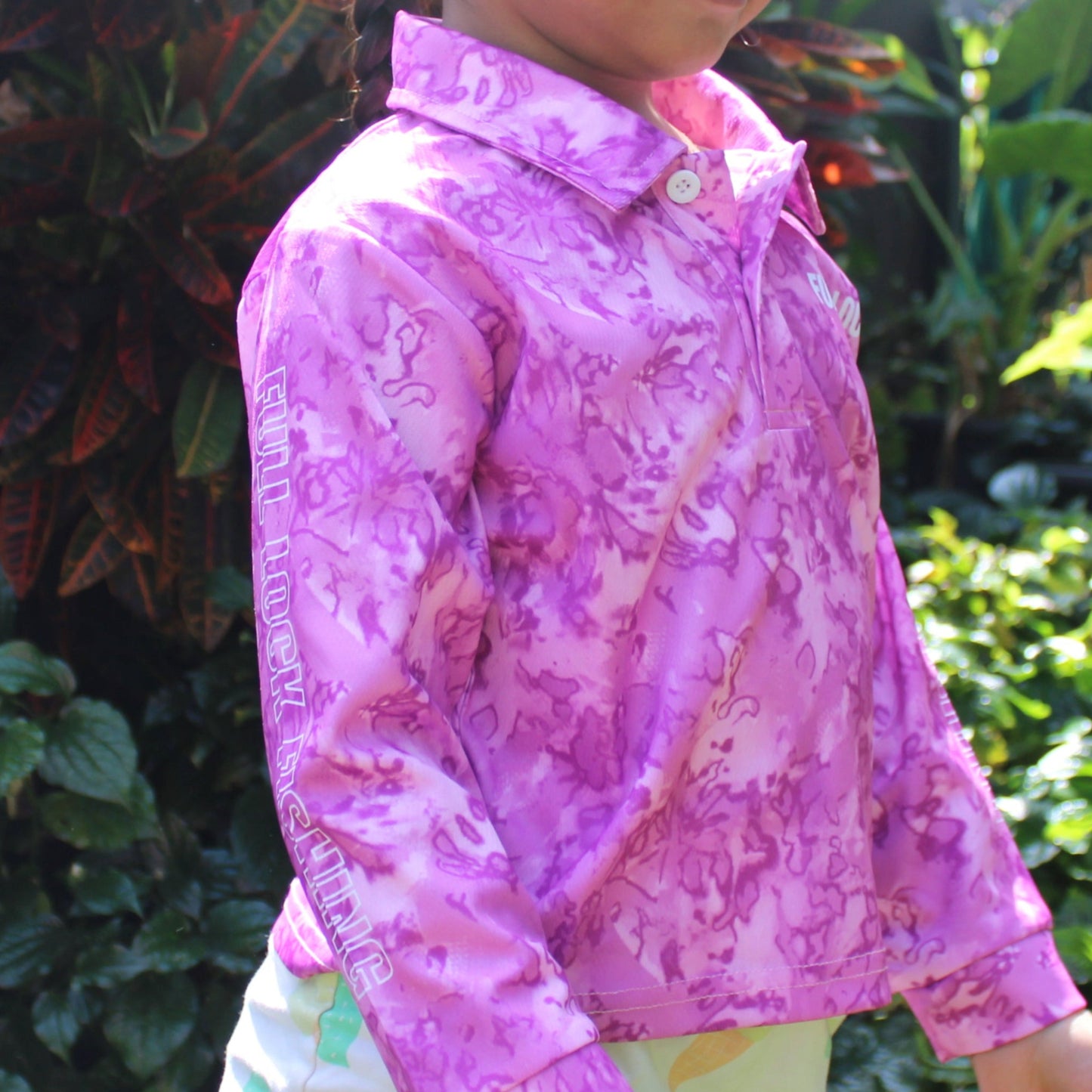 Full Lock Long Sleeve Kids Fishing Shirt - Violet Vibe